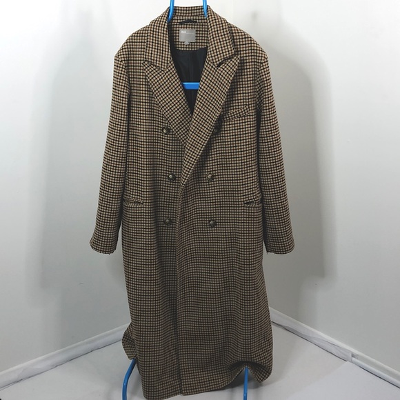 ASOS Check Double Breasted Dad Long Coat - Picture 3 of 11